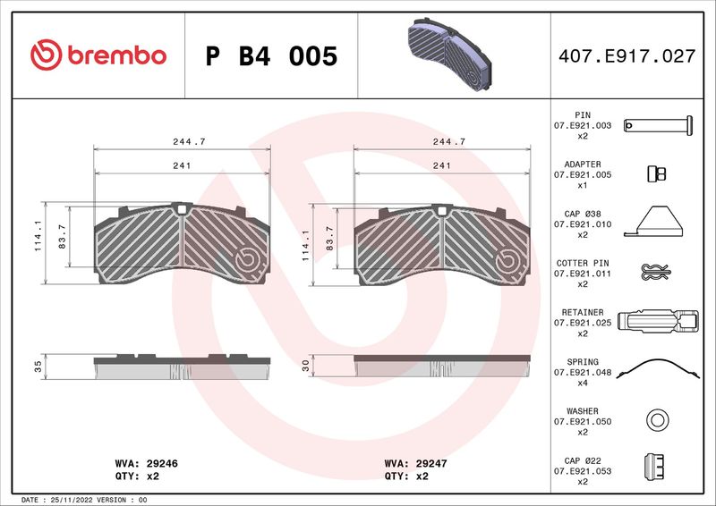 BREMBO P B4 005 Brake Pad Set, disc brake