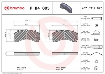Brake Pad Set, disc brake BREMBO P B4 005