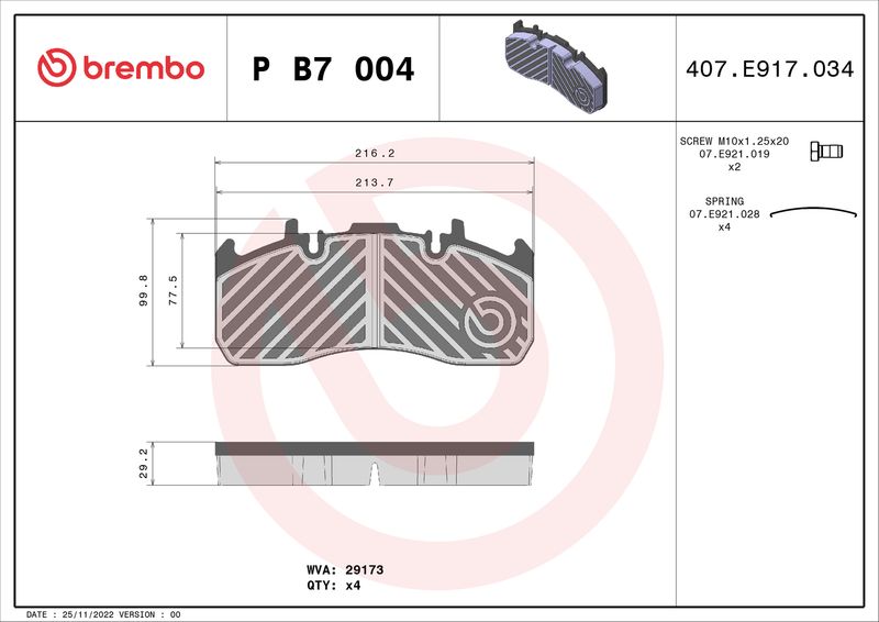 BREMBO P B7 004 Brake Pad Set, disc brake