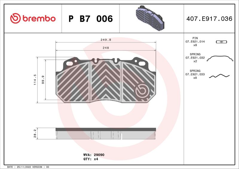 BREMBO P B7 006 Brake Pad Set, disc brake