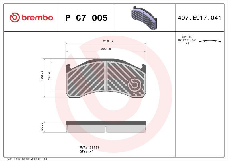 BREMBO P C7 005 Brake Pad Set, disc brake