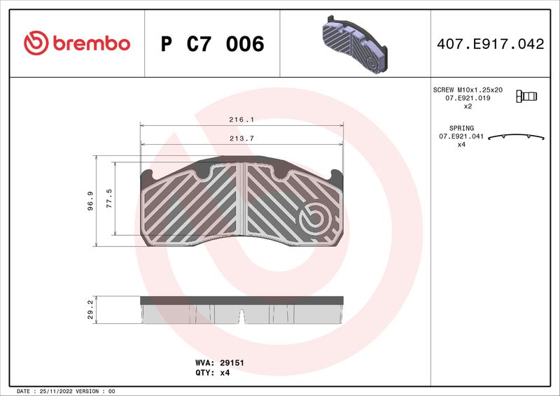 BREMBO P C7 006 Brake Pad Set, disc brake