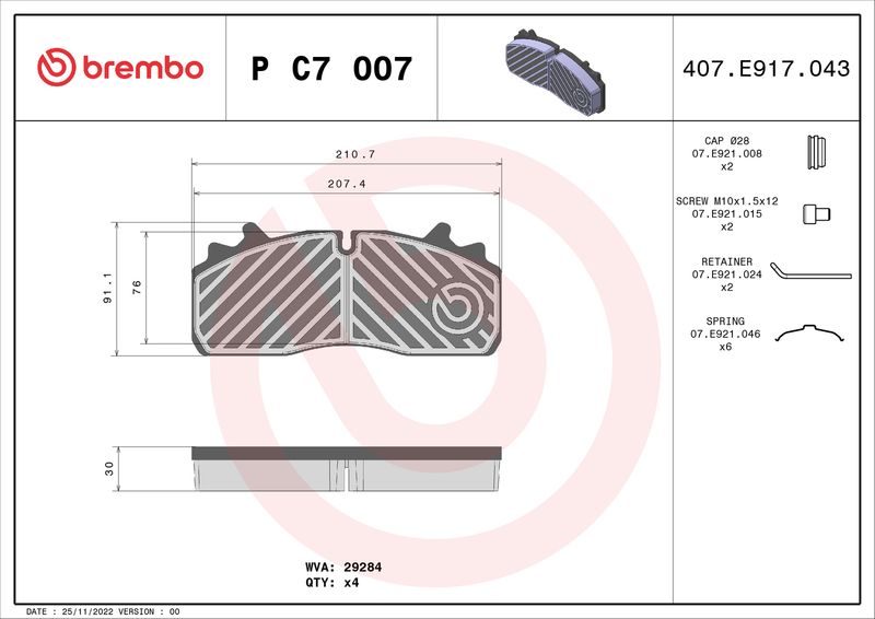 BREMBO P C7 007 Brake Pad Set, disc brake