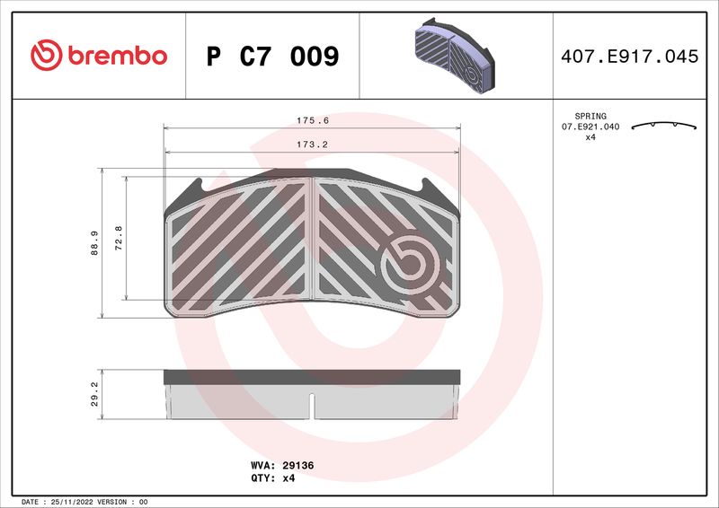 BREMBO P C7 009 Brake Pad Set, disc brake