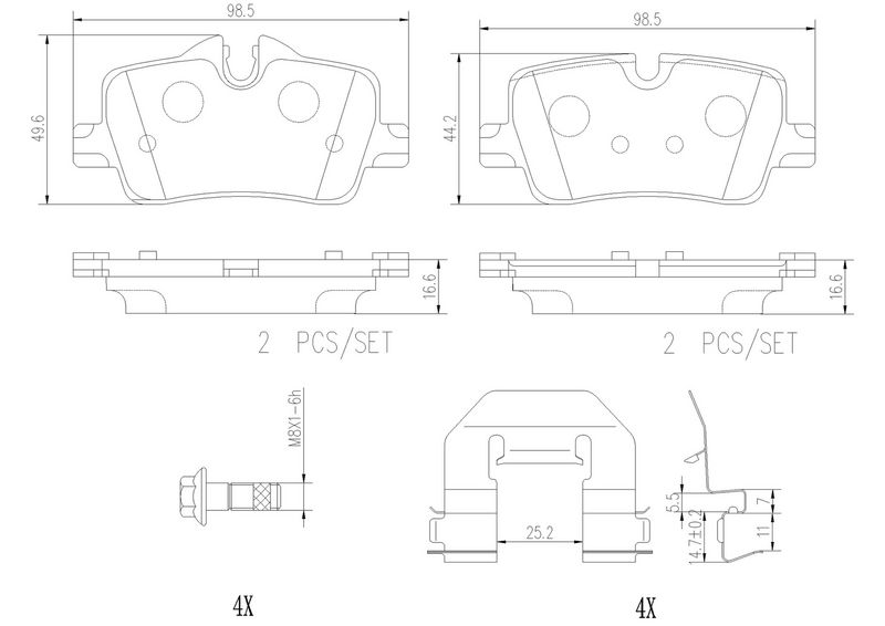 BREMBO P06113NX Brake Pad Set, disc brake