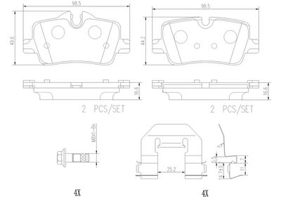 Brake Pad Set, disc brake BREMBO P06113NX