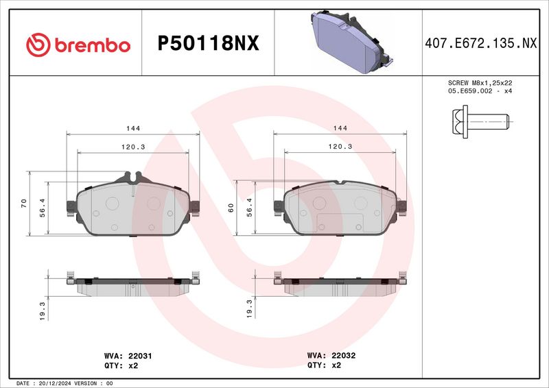 BREMBO P50118NX Brake Pad Set, disc brake
