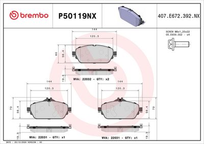 Brake Pad Set, disc brake BREMBO P50119NX