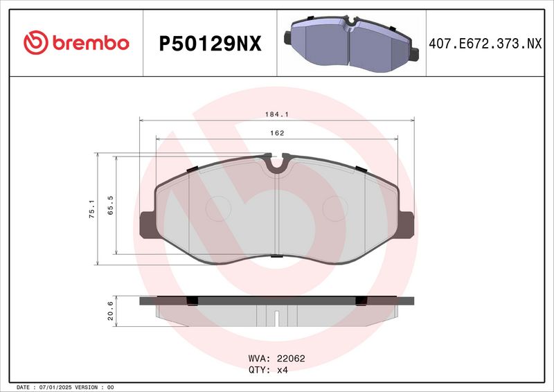 BREMBO P50129NX Brake Pad Set, disc brake