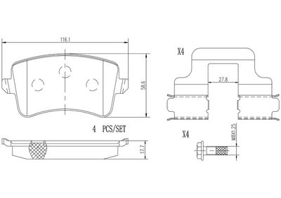 Brake Pad Set, disc brake BREMBO P85100NX