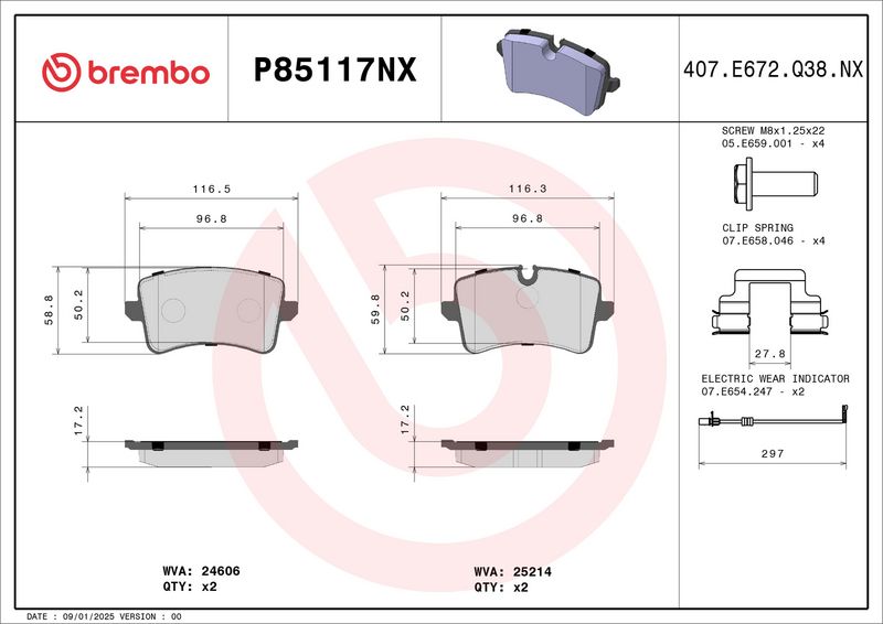 BREMBO P85117NX Brake Pad Set, disc brake