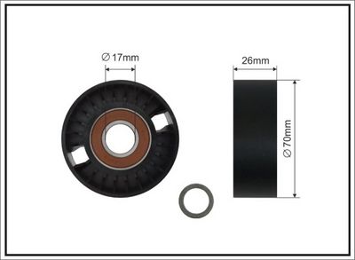 Tensioner Pulley, V-ribbed belt CAFFARO 01-91 SC
