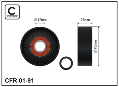 Tensioner Pulley, V-ribbed belt CAFFARO 01-91
