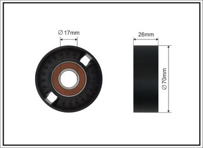 Tensioner Pulley, V-ribbed belt CAFFARO 01-96 SC