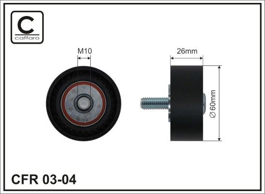 CAFFARO 03-04 Deflection/Guide Pulley, V-ribbed belt