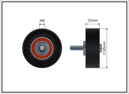 CAFFARO 08-16 Deflection/Guide Pulley, V-ribbed belt