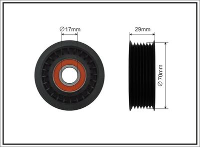 Tensioner Pulley, V-ribbed belt CAFFARO 108-00