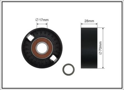 Tensioner Pulley, V-ribbed belt CAFFARO 11-95 SC