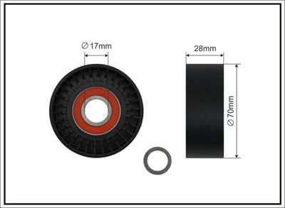 Tensioner Pulley, V-ribbed belt CAFFARO 11-95