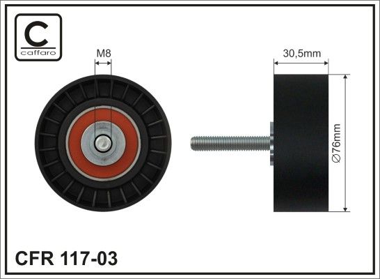 CAFFARO 117-03 Deflection/Guide Pulley, V-ribbed belt