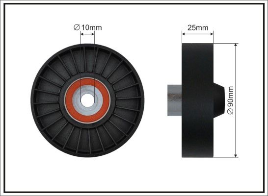 CAFFARO 12-10 Deflection/Guide Pulley, V-ribbed belt