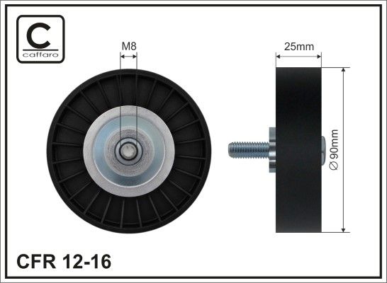 CAFFARO 12-16 Deflection/Guide Pulley, V-ribbed belt