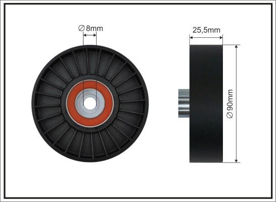 CAFFARO 12-54 Deflection/Guide Pulley, V-ribbed belt