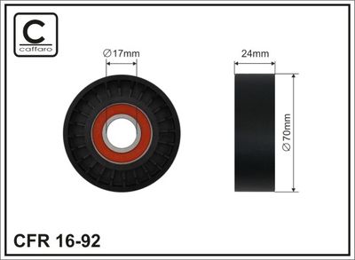 Tensioner Pulley, V-ribbed belt CAFFARO 16-92