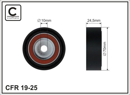CAFFARO 19-25 Deflection/Guide Pulley, V-ribbed belt