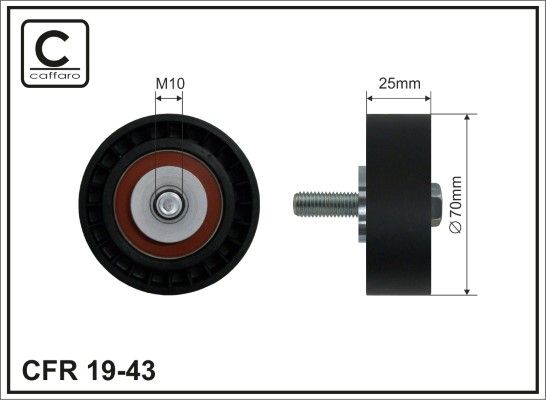 CAFFARO 19-43 Deflection/Guide Pulley, V-ribbed belt