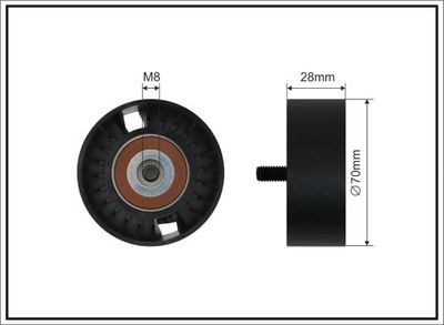Tensioner Pulley, V-ribbed belt CAFFARO 199-97 SC