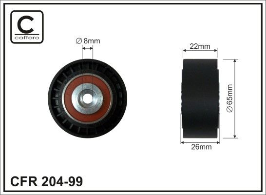 CAFFARO 204-99 Deflection/Guide Pulley, V-ribbed belt