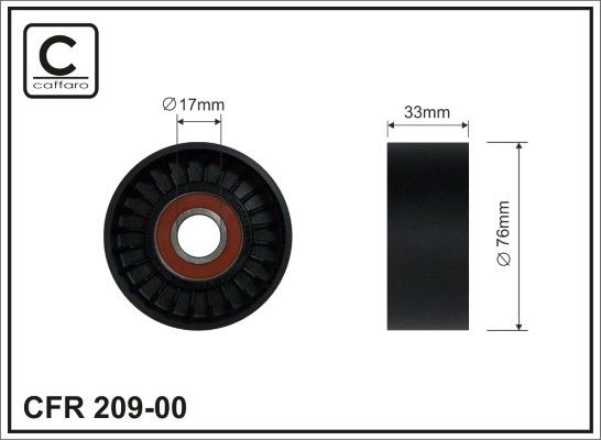 CAFFARO 209-00 Deflection/Guide Pulley, V-ribbed belt