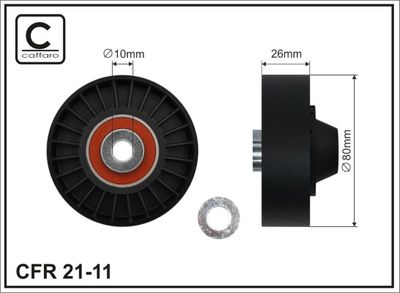 Deflection/Guide Pulley, V-ribbed belt CAFFARO 21-11