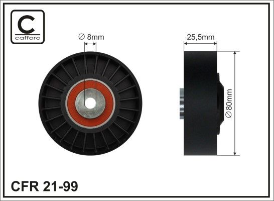 CAFFARO 21-99 Deflection/Guide Pulley, V-ribbed belt