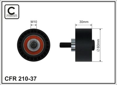 Deflection Pulley/Guide Pulley, timing belt CAFFARO 210-37