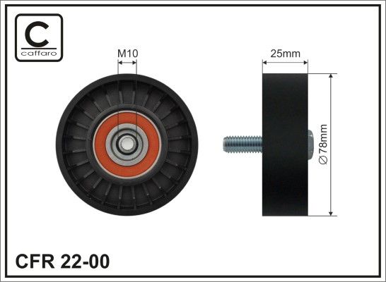 CAFFARO 22-00 Deflection/Guide Pulley, V-ribbed belt