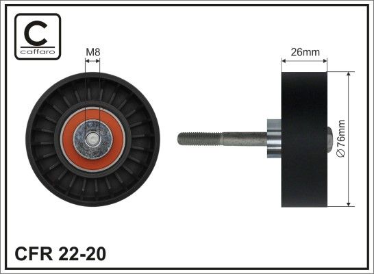CAFFARO 22-20 Deflection/Guide Pulley, V-ribbed belt