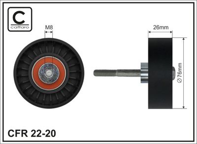 Deflection/Guide Pulley, V-ribbed belt CAFFARO 22-20