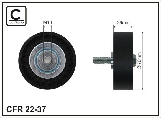 CAFFARO 22-37 Deflection/Guide Pulley, V-ribbed belt