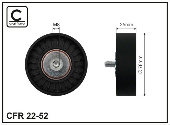 CAFFARO 22-52 Deflection/Guide Pulley, V-ribbed belt
