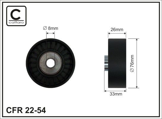 CAFFARO 22-54 Deflection/Guide Pulley, V-ribbed belt