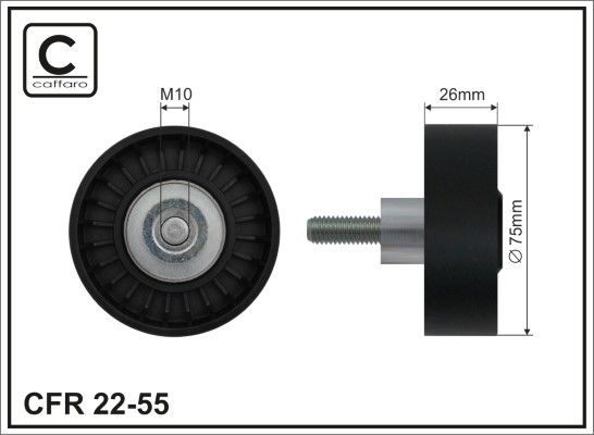 CAFFARO 22-55 Deflection/Guide Pulley, V-ribbed belt