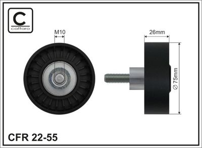 Deflection/Guide Pulley, V-ribbed belt CAFFARO 22-55