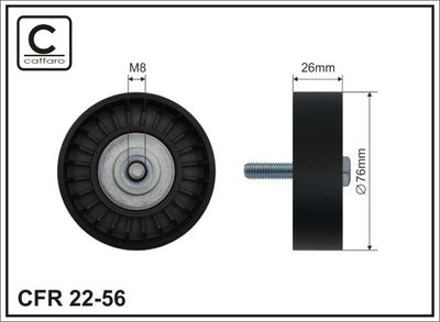 Deflection/Guide Pulley, V-ribbed belt CAFFARO 22-56