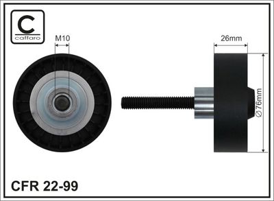 Deflection/Guide Pulley, V-ribbed belt CAFFARO 22-99