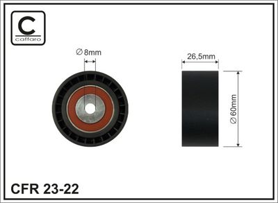 Deflection/Guide Pulley, V-ribbed belt CAFFARO 23-22