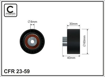 Deflection Pulley/Guide Pulley, timing belt CAFFARO 23-59
