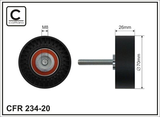 CAFFARO 234-20 Deflection/Guide Pulley, V-ribbed belt