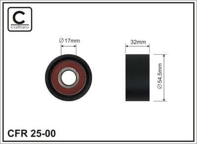 Deflection Pulley/Guide Pulley, timing belt CAFFARO 25-00